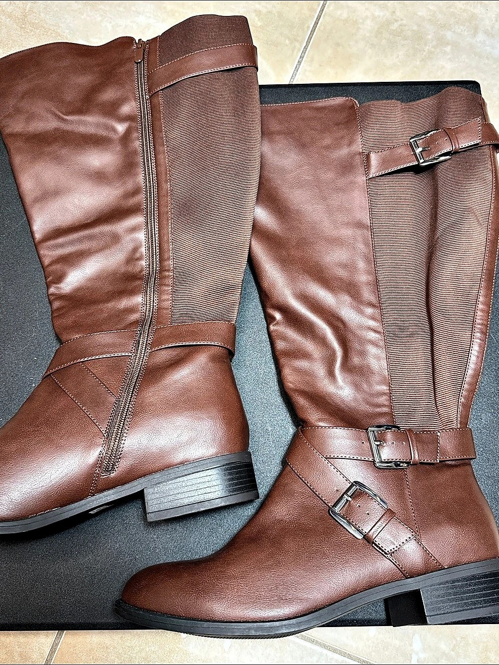 Aerosoles 4B BRN PU BKLE GORE BK NKE EXT Brown Over-the-Knee Boots US 11.5 Like